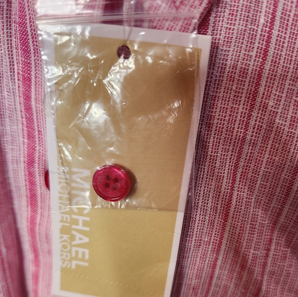 Michael Michael Kors Size XS NWT Long Sleeve Shirt Button Down Electric Pink - Picture 5 of 11
